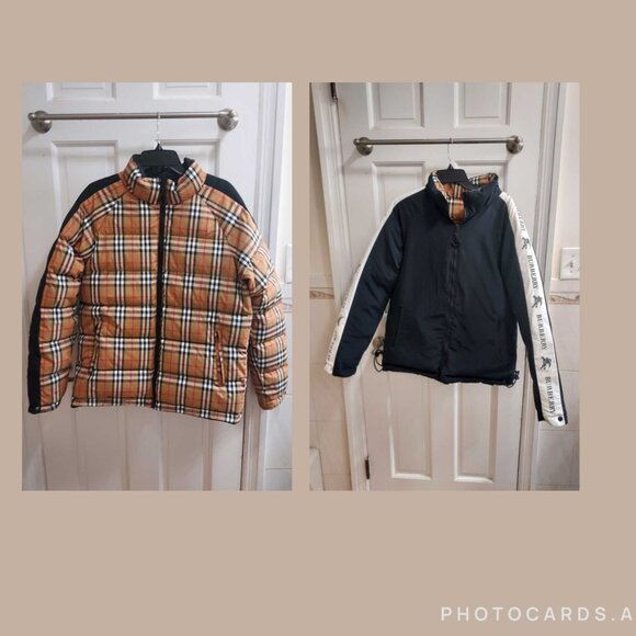 Burberry Jackets & Blazers - Burberry Womens Reversible Vintage Check Black Brown Puffer Jacket